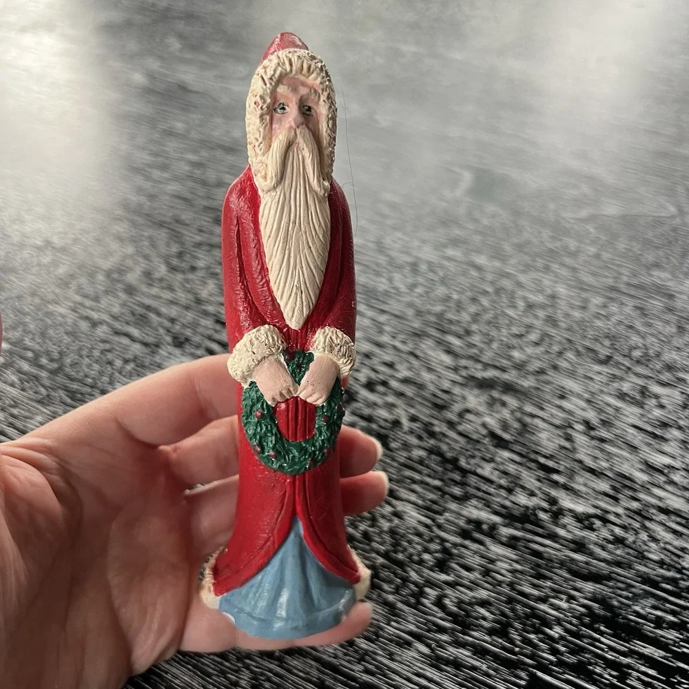 LOT OF 3 Folk Art‎ Old World Santa ST. NICK Figures Navity Vintage